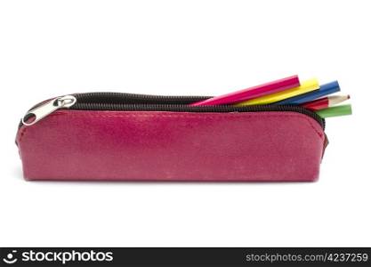 Beautiful pencil case isolated on white