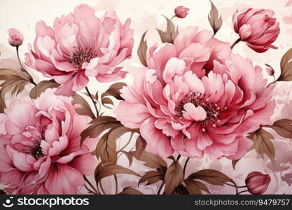 Beautiful peony flowers on the background. Generative AI