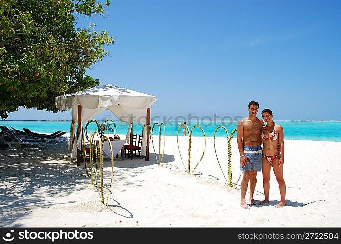 beautiful photo of a young couple getting married in Maldives
