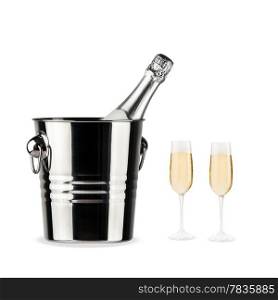 Beautiful picture of a bottle of champagne in an ice bucket