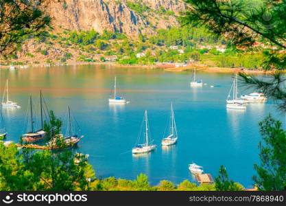 beautiful picturesque bay of the sea and yachts