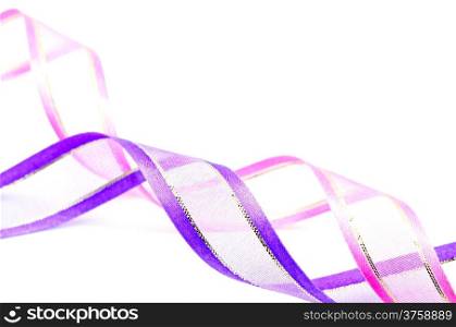 Beautiful pink and purple gift ribbon on a white background