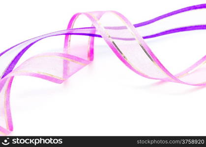 Beautiful pink and purple gift ribbon on a white background