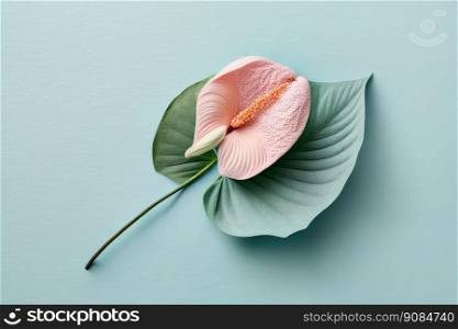 Beautiful pink anthurium flower isolated. Illustration Generative AI 