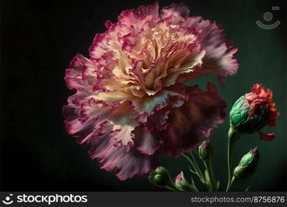 Beautiful pink carnation flower with stem