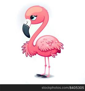 Beautiful pink flamingo on a color background. Generative AI