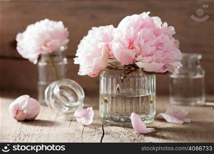 beautiful pink peony flowers bouquet in vase