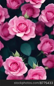 Beautiful pink roses 3d illustrated