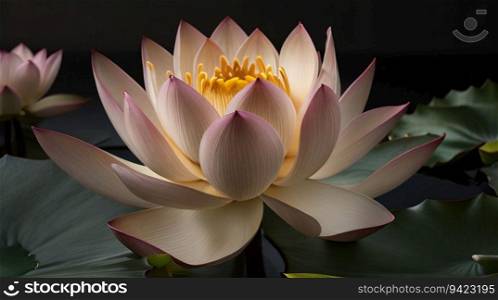 Beautiful pink waterlily or lotus flower in pond for your content creation