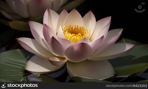 Beautiful pink waterlily or lotus flower in pond for your content creation