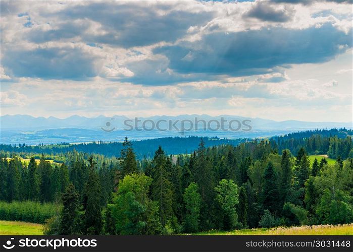 Beautiful Poland landscape on the horizon of the Tatra Mountains