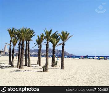Beautiful Poniente beach in Benidorm, Spain