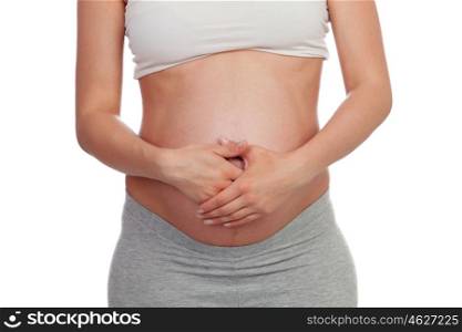 Beautiful pregnant belly isolated on a white background