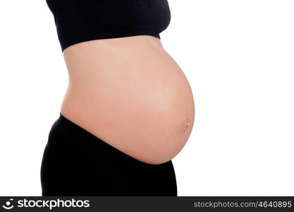 Beautiful pregnant belly isolated on white background