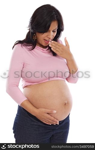 Beautiful pregnant on a over white background