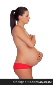 Beautiful pregnant woman body isolated on white background