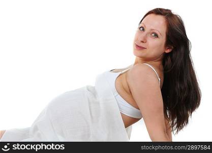 beautiful pregnant woman drapped in material