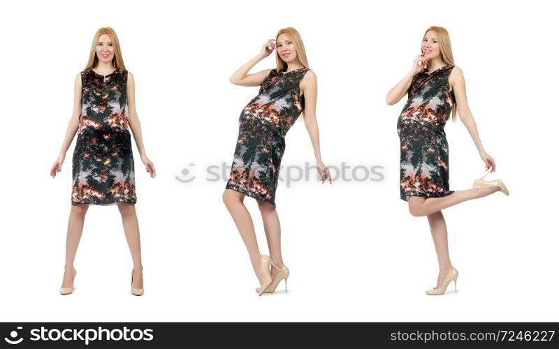 Beautiful pregnant woman isolated on white