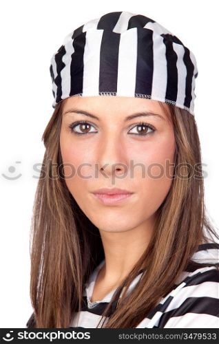 Beautiful prisoner isolated on a over white background