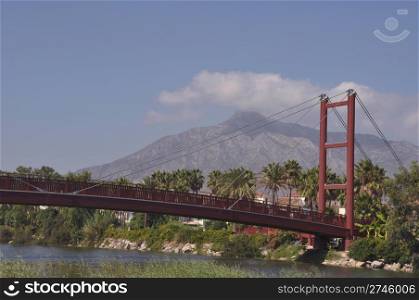 beautiful Puerto Banus bridge (reminding Golden Gate Bridge in San Francisco), Spain