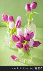 beautiful purple tulip flowers bouquet in vase