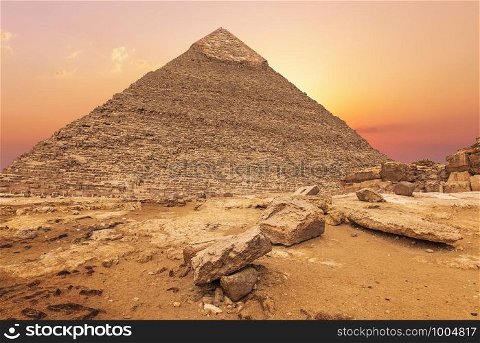 Beautiful Pyramid of Khafre in the evening sun, Giza, Egypt.. Beautiful Pyramid of Khafre in the evening sun, Giza, Egypt