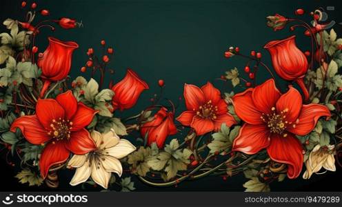 Beautiful red flowers on the background. Generative AI