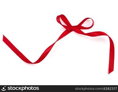 Beautiful red gift ribbon bow isolated on white background