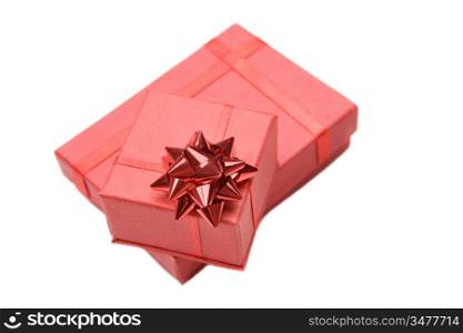 Beautiful red gifts on a over white background