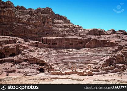 Beautiful red rock formations in Petra Jordan.
