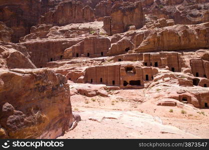 Beautiful red rock formations in Petra Jordan.