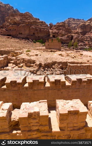 Beautiful red rock formations in Petra Jordan