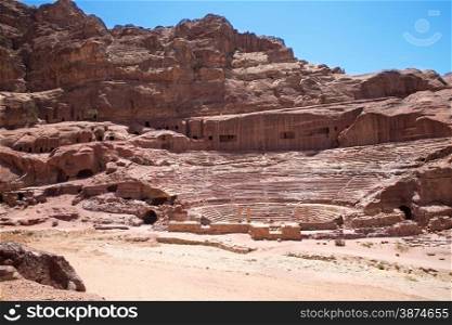 Beautiful red rock formations in Petra Jordan