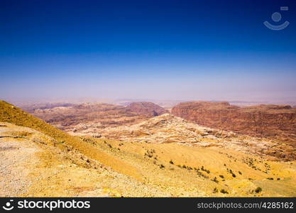 Beautiful red rock formations in Petra Jordan