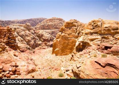 Beautiful red rock formations in Petra Jordan