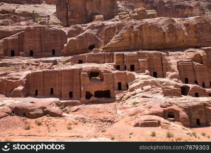 Beautiful red rock formations in Petra Jordan.