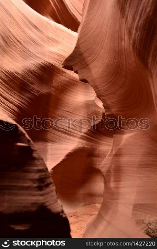 Beautiful red rock slot canyon in Arizona.