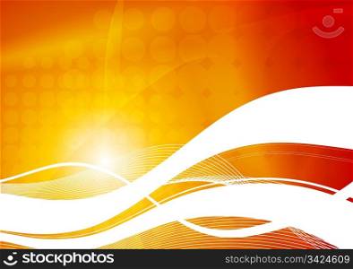 Beautiful red-yellow background with abstract waves