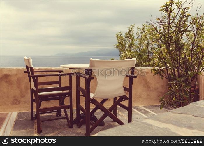 Beautiful resort terrace, Greece