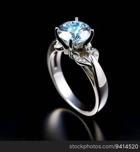 beautiful ring design. wedding engagement rings with diamonds on isolate black background. 