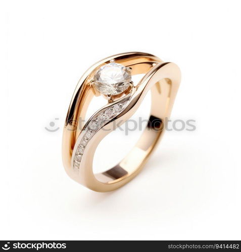 beautiful ring design. wedding engagement rings with diamonds on isolate white background. 