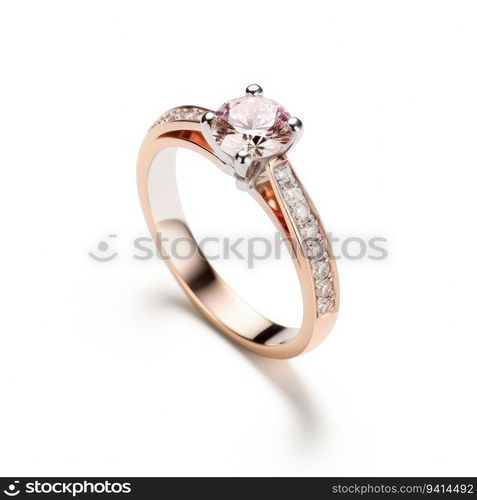 beautiful ring design. wedding engagement rings with diamonds on isolate white background. 