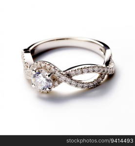 beautiful ring design. wedding engagement rings with diamonds on isolate white background. 