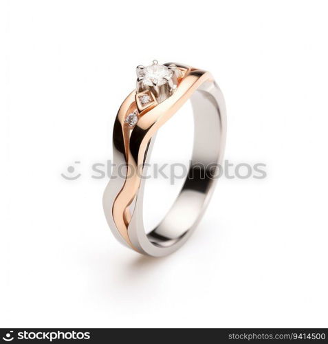 beautiful ring design. wedding engagement rings with diamonds on isolate white background. 