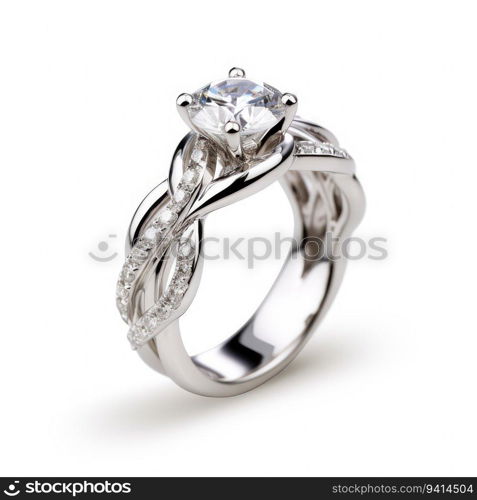 beautiful ring design. wedding engagement rings with diamonds on isolate white background. 