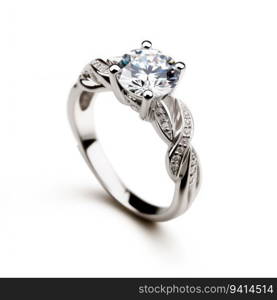 beautiful ring design. wedding engagement rings with diamonds on isolate white background. 