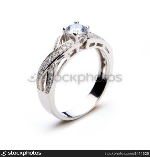 beautiful ring design. wedding engagement rings with diamonds on isolate white background. 