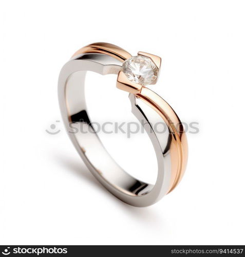 beautiful ring design. wedding engagement rings with diamonds on isolate white background. 