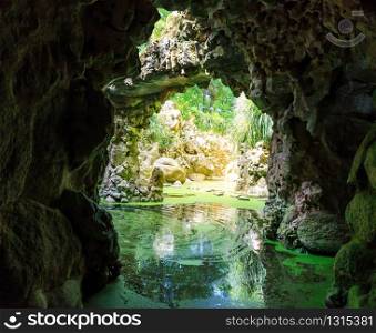 Beautiful river in caves in the forest. River in caves