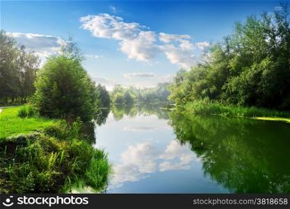 Beautiful river in the summer day